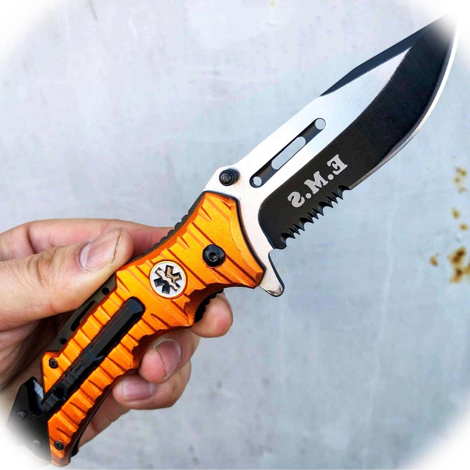 NewBBKnife 8.25 Inch Military Tactical Emt Ems Spring Rescue Assisted Open Folding Pocket Pro Tactical Limited Knife Camping Outdoor B-0264A by ProTacticalUS