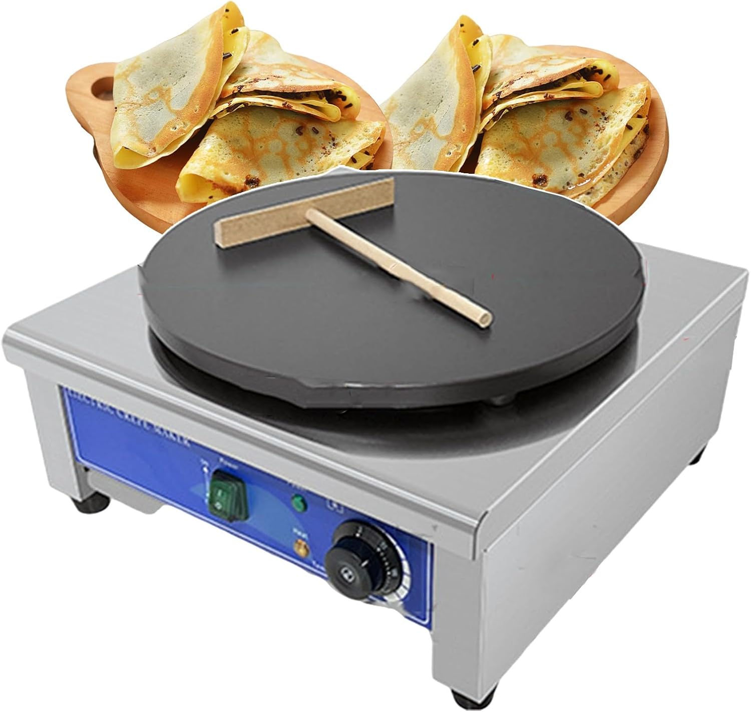 Non-Stick Pancake Baking Machine 50-300℃/Electric Frying Pan 3000W Pancake Maker Griddle with 15.7"/40CM Flat Plate/Commercial Pizza Machine,
