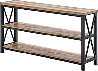 Vista 9 de FATORRI Console Table for Entryway, Wood Sofa Table, Rustic Hallway Tables with 3-Tier Shelves for Living Room, Foyer (55 Inch, Rustic Oak)