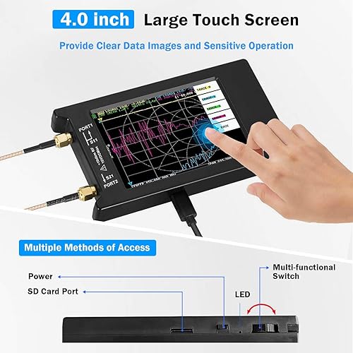 Miniatura 4 de AURSINC NanoVNA-H4 Analizador de red vectorial, 4 pulgadas Lastest V4.4 9KHz-1.5GHz, con carcasa rígida EVA bolsa de almacenamiento protectora para