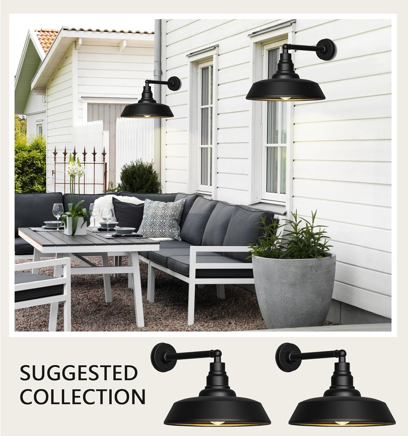 18 Large Gooseneck Barn Light - Outdoor Barn Light is Made of Durable, Rust-Resistant Materials for Long-Lasting use, Black Industrial Lighting Fixture for Farmhouse Garage Patio