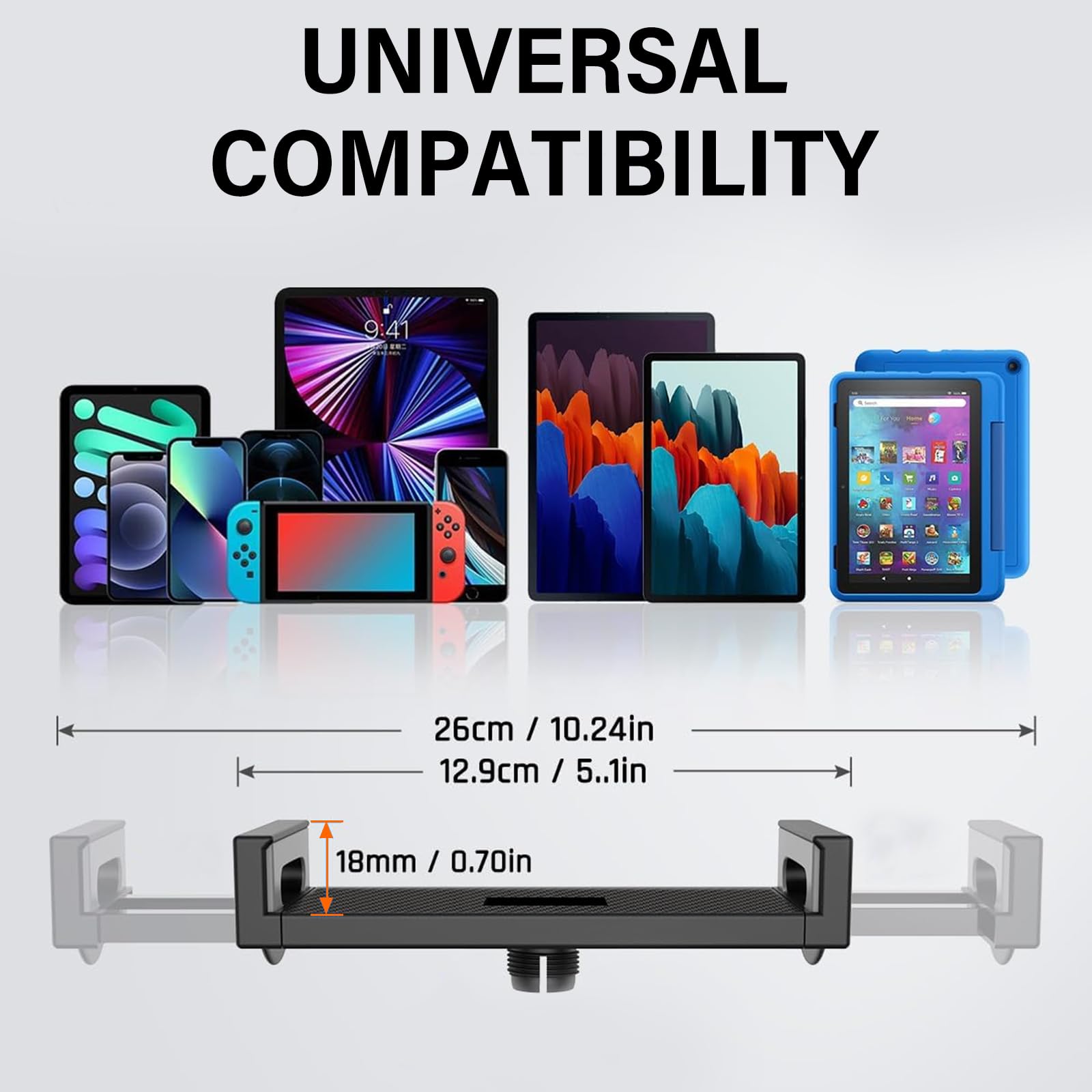 Supporto universale per tablet e smartphone 4,7-12,9 pollici rotazione 360° pieghevole per scrivania letto