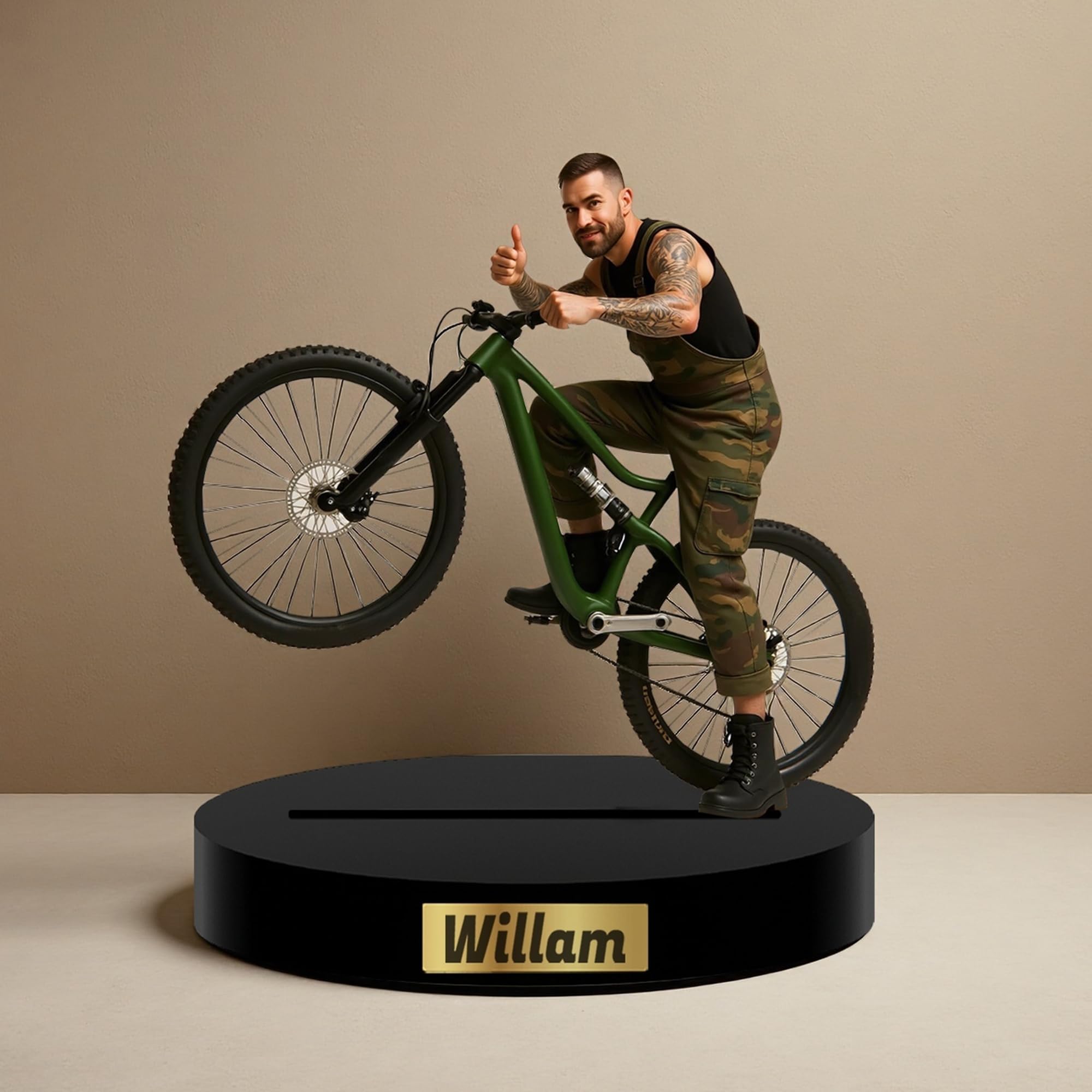 SosnSusn Personalized Bikers Figurine Acrylic Desk Ornament, Cartoon Figure Style Desktop Decor Plaque Home Decor Gifts for Wedding, Family, Anniversary, Christmas, Birthday for Bike Riders Men