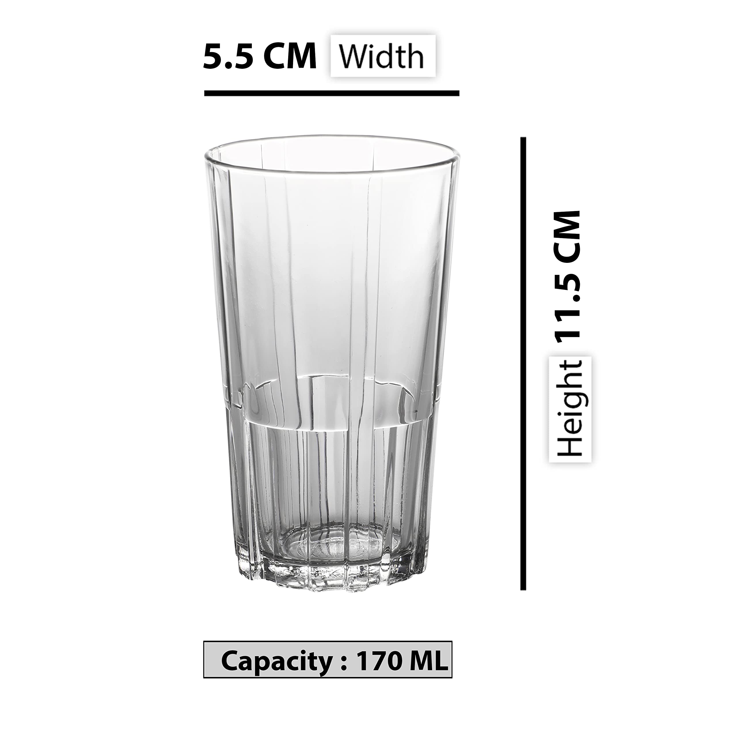 Duralex Tempered Glass Jazz Clear Highball Tumbler 170 Ml 6 Pcs (1080Ab/6) 2