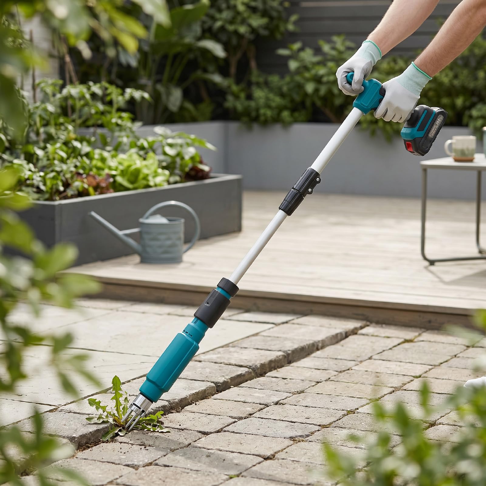 FTVOGUE Elektrisches Unkrautstecher-Werkzeug, 30 Bis 40 Zoll 20-V-Teleskopgriff (EU-Stecker)