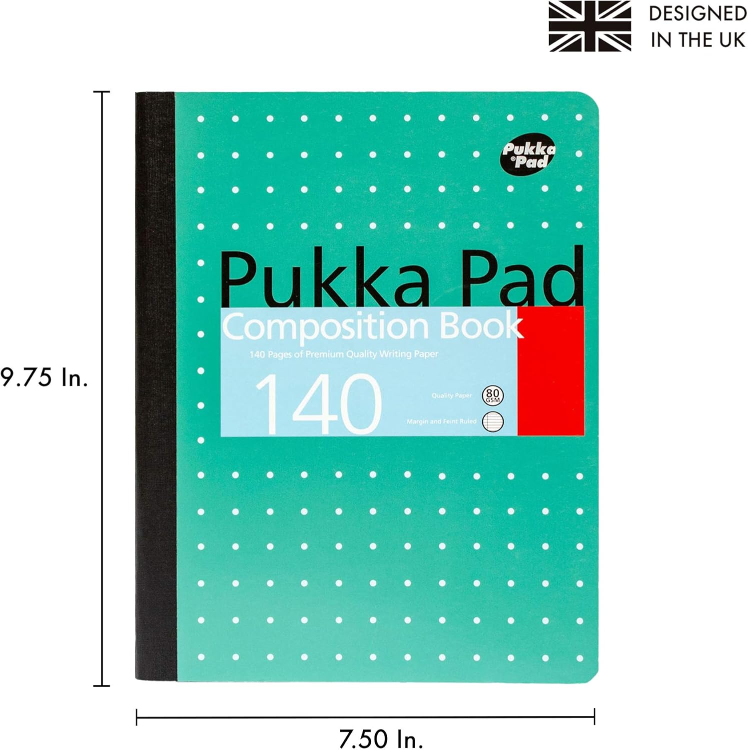 Pukka Pad, Composition Notebooks - 6 Pack of Journals Featuring 140 Pages of College Ruled 80GSM Paper with Sturdy Cover Stock - 9.75 x 7.5in - Metallic