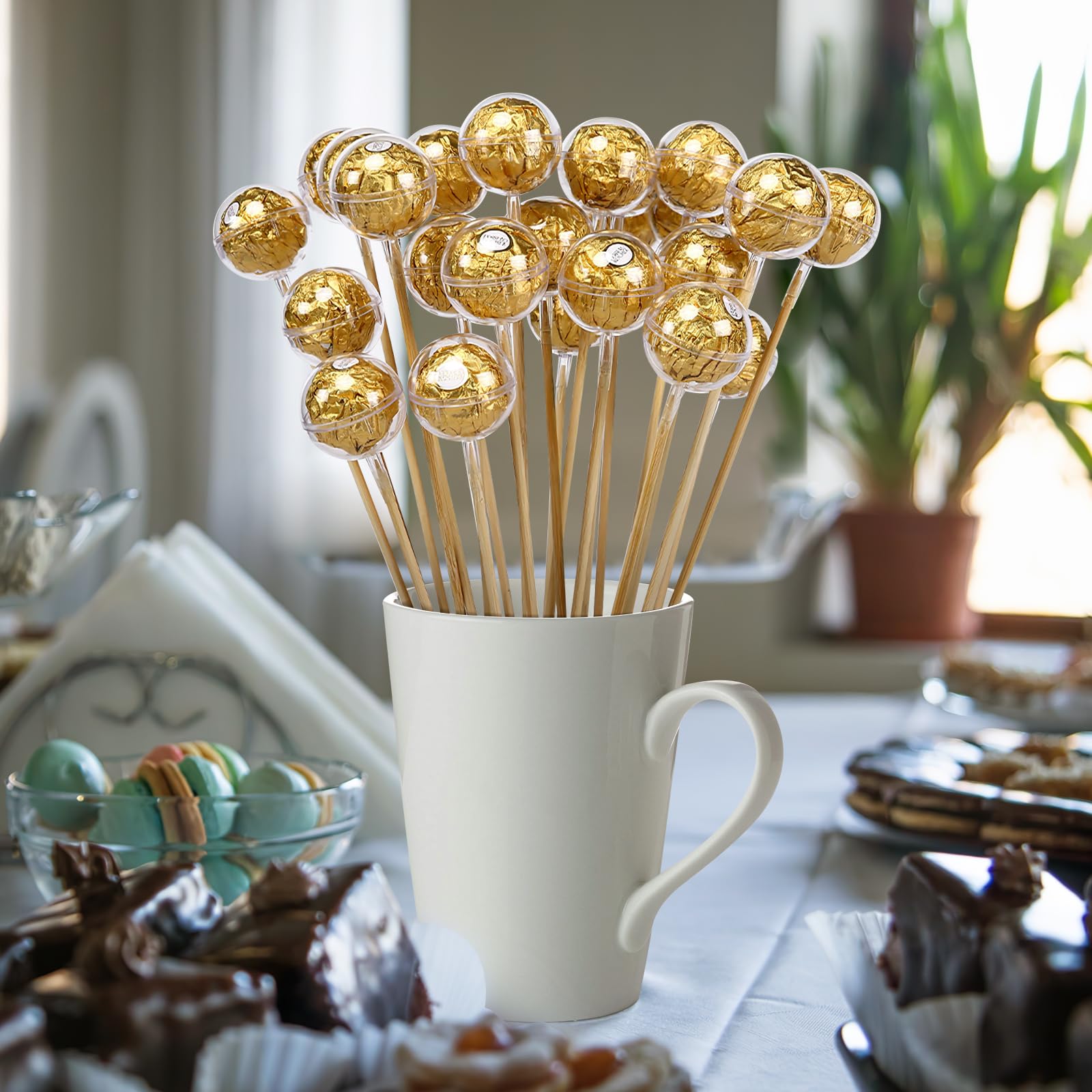 EXCEART Lot de 25 boîtes à chocolat rondes en plastique transparent pour emballage de bonbons, bonbons, support pour fleurs, cadeau d'anniversaire, de mariage, de Saint-Valentin