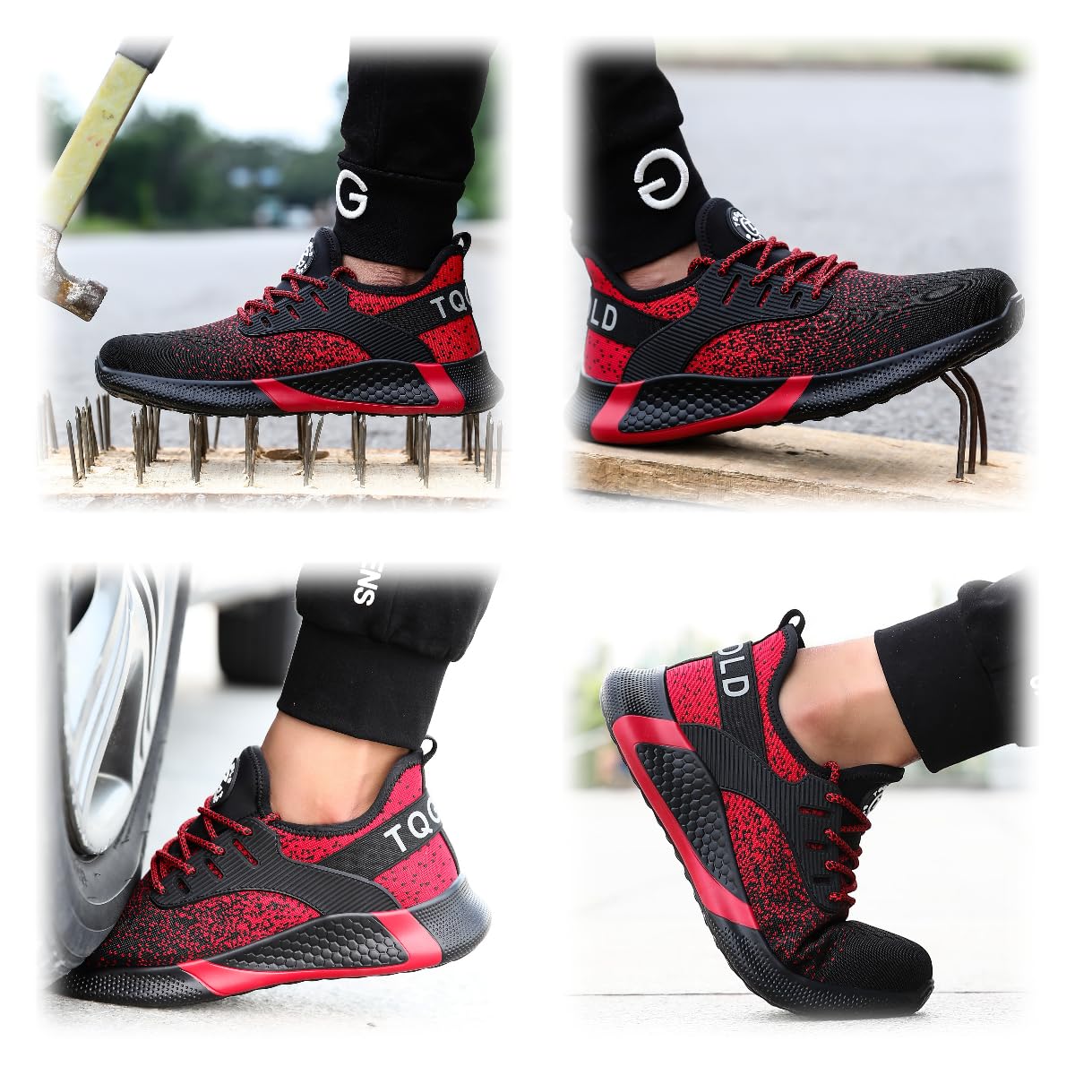 TQGOLD Scarpe Antinfortunistiche Scarpe da Ginnastica Unisex Leggere Antiperforazione Punta in Acciaio Comode Scarpe Sicurezza