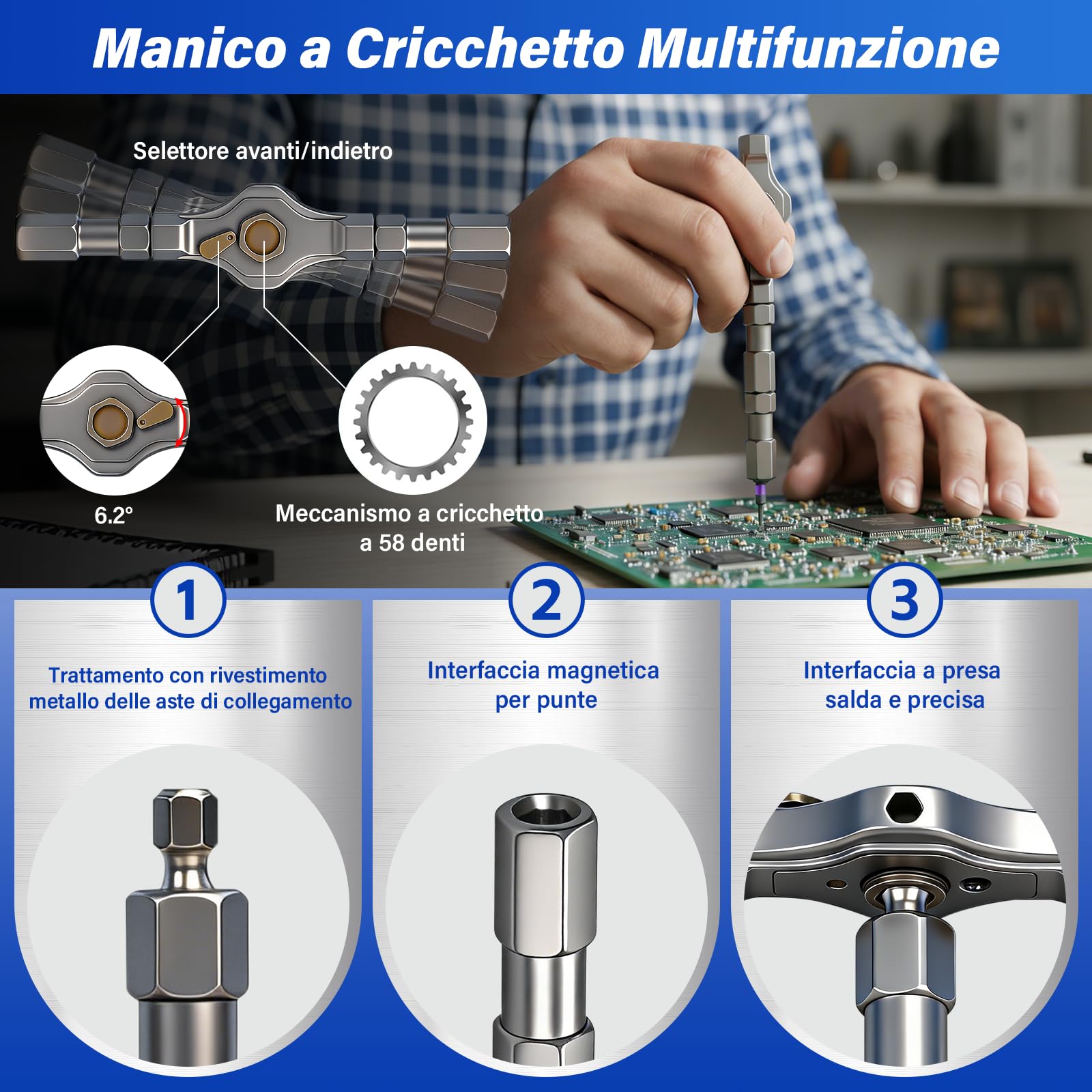 Set di Cacciaviti Magnetici 42 in 1, Cacciaviti Multi-bit con Impugnatura a Cricchetto Rimovibile, Set di Cacciaviti con 40 punte Colori Codificati, Utensili Precisione per Riparazioni
