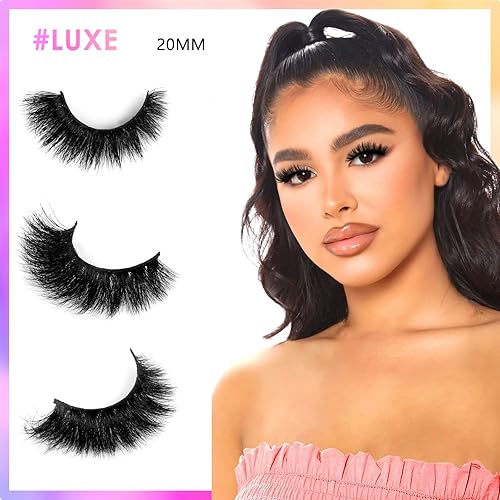 Miniatura 7 de Barbiely - Pestañas de visón de 0.78 pulgadas, pestañas de visón real 3D, 3 pares de pestañas postizas esponjosas y dramáticas, 100% hechas a mano,