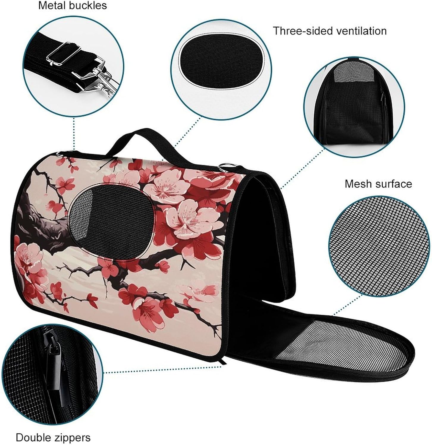 Pet Handbags, Cherry Blossom Printed Pet Handbags,folding Pet Bags,new Pet Handbags,universal Pet Handbags, 45X26X23.5cm