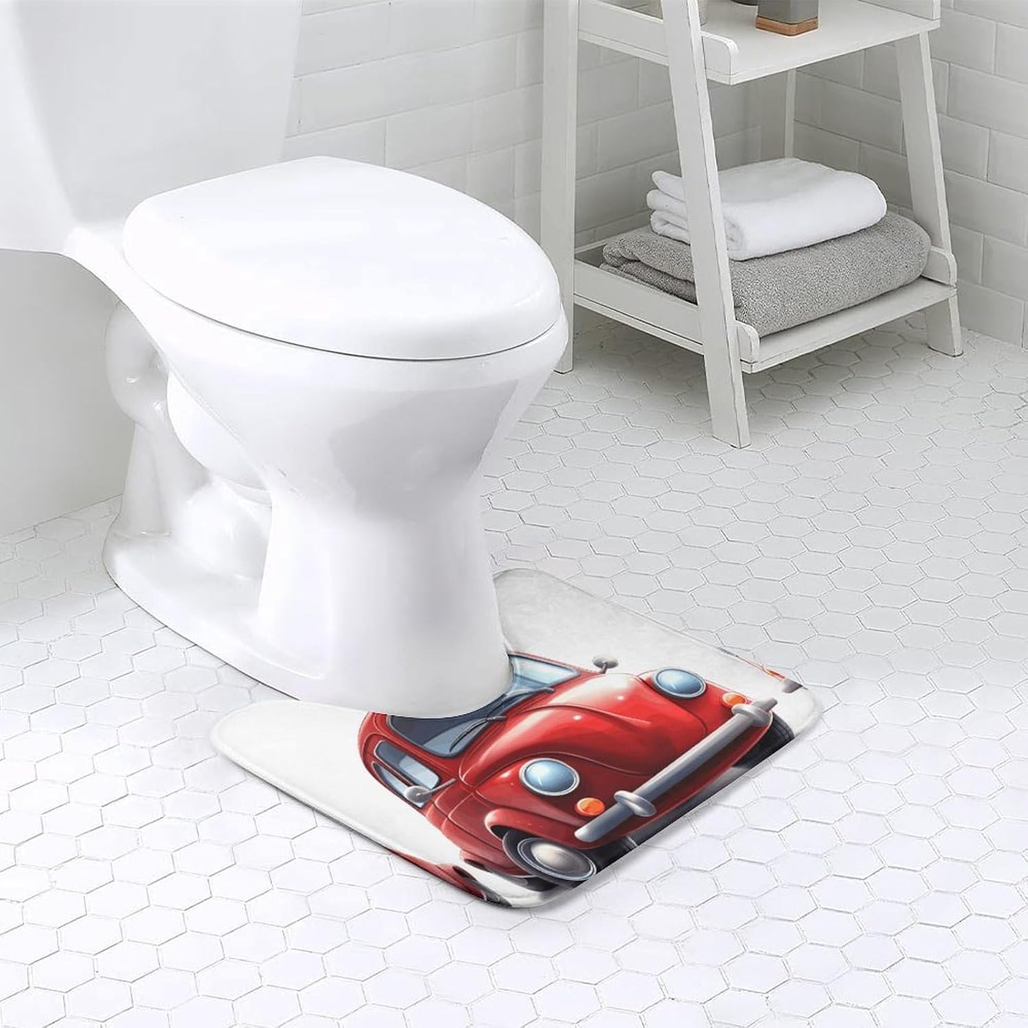 Cartoon Car U Shaped Toilet Mats Super Absorbent