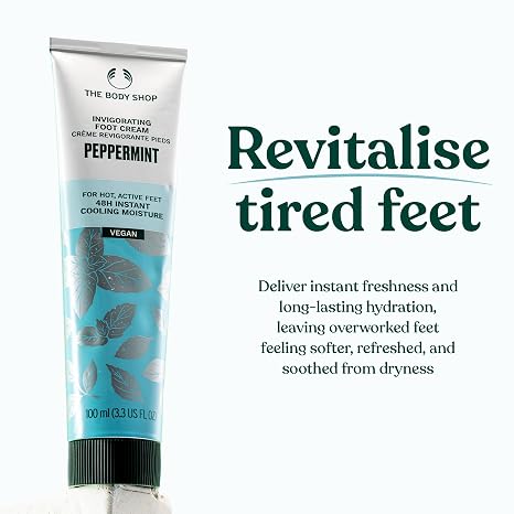 The Body Shop Peppermint Invigorating Foot Cream | For Dry Feet, 3.3 oz