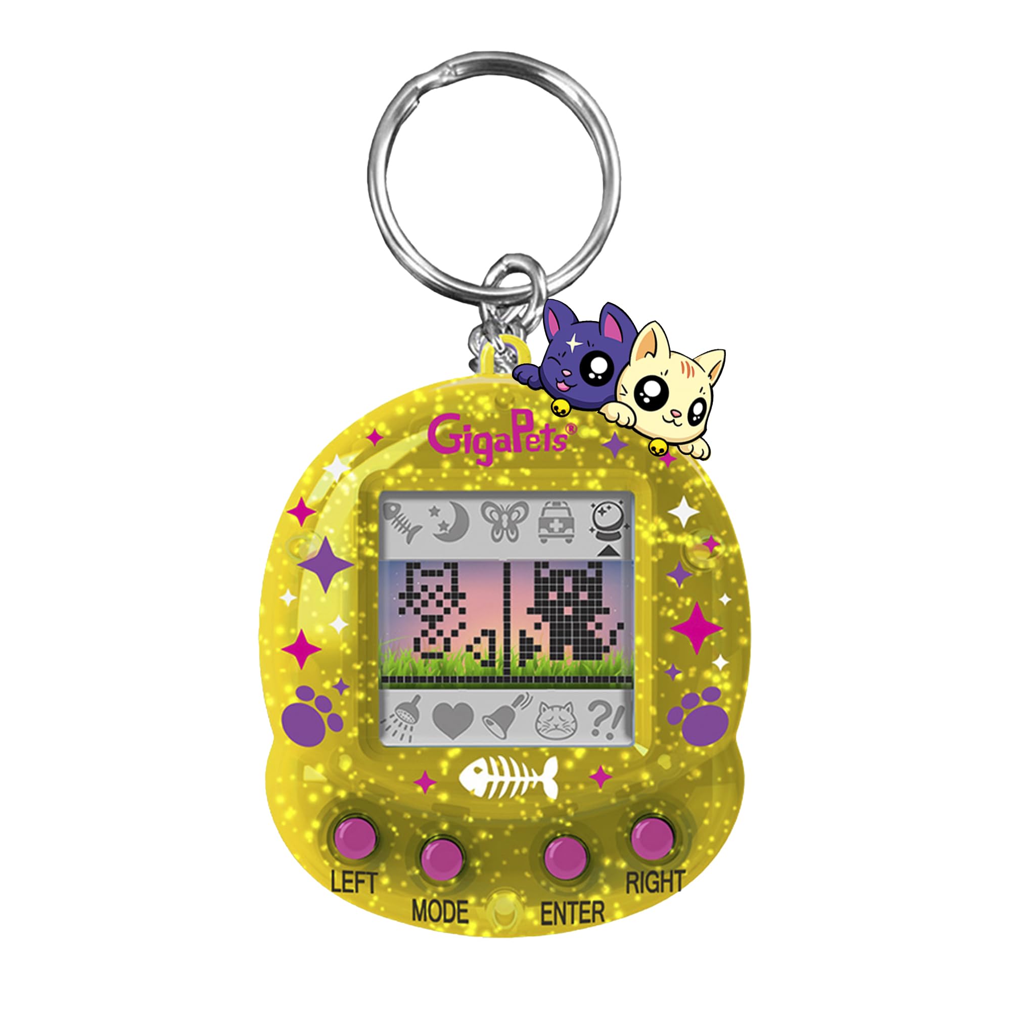 Giga Pets インタラクティブデジタルペットトイ 子供用 Compukitty 対象年齢5歳以上。 | ポータブルキーチェーンのお供。手持ちケア、アプリ不要のアクティビティ。旅行や90年代にインスパイアされたノスタルジックなギフトに。