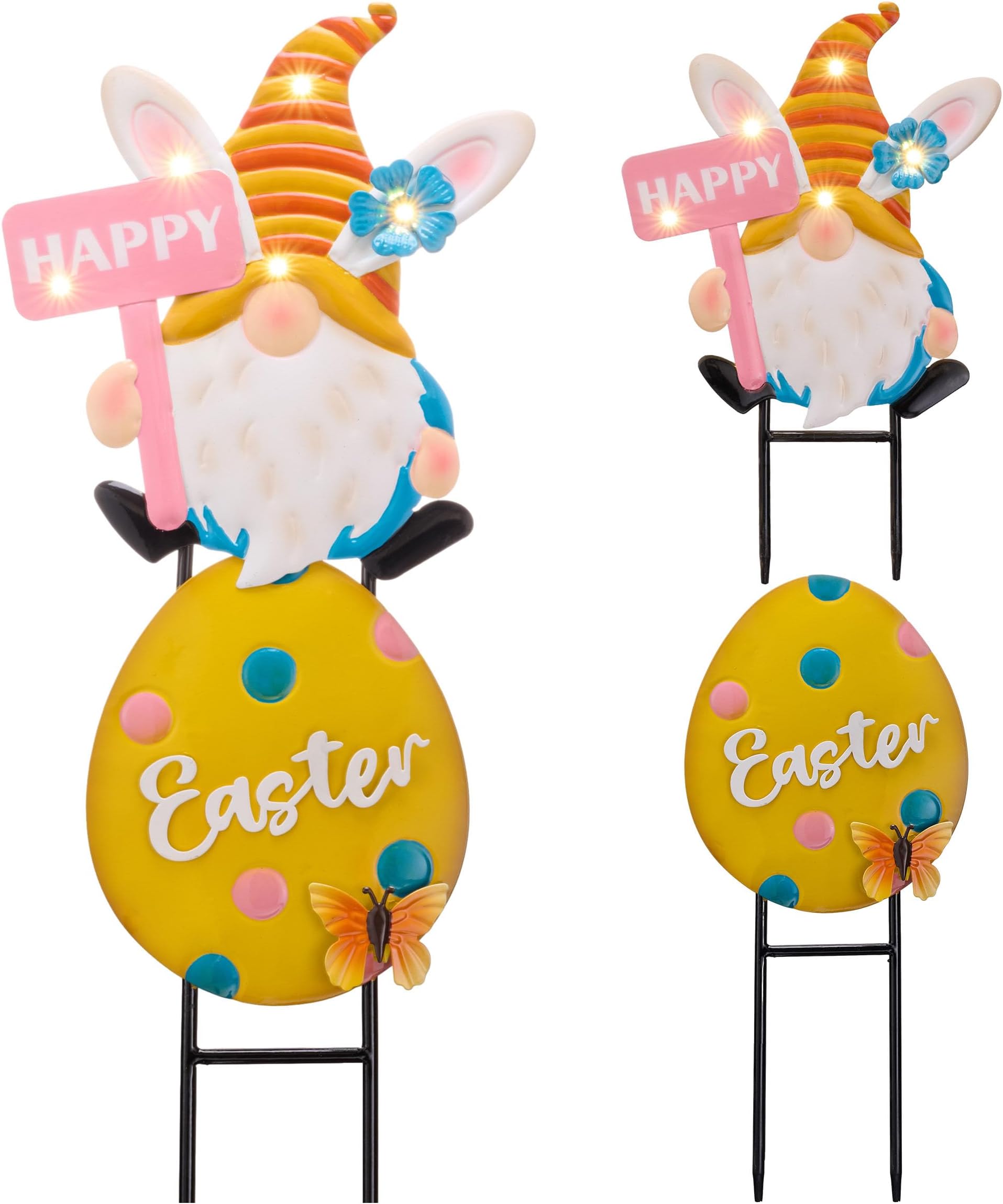 ATDAWN Gnome Easter Decorations, 4 Pcs Easter Garden Stakes