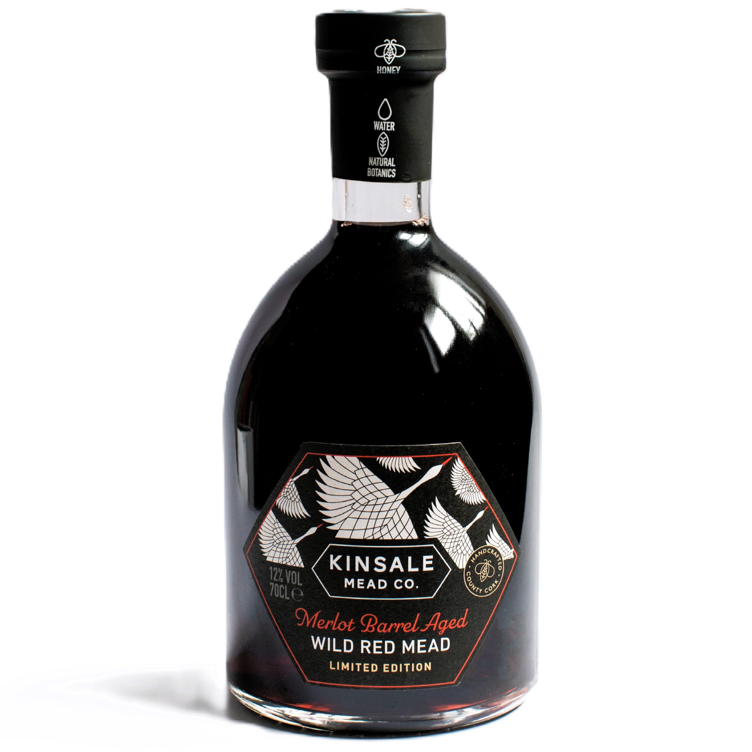 Kinsale Mead Co. Wild Red Mead – Merlot Barrel Aged Limited Edition, Irish Berry Melomel Aged in French Merlot Wine Barrels, 70cl 12% ABV, Serve at Room Temp, Pair with Steak, Gift for Wine Fans