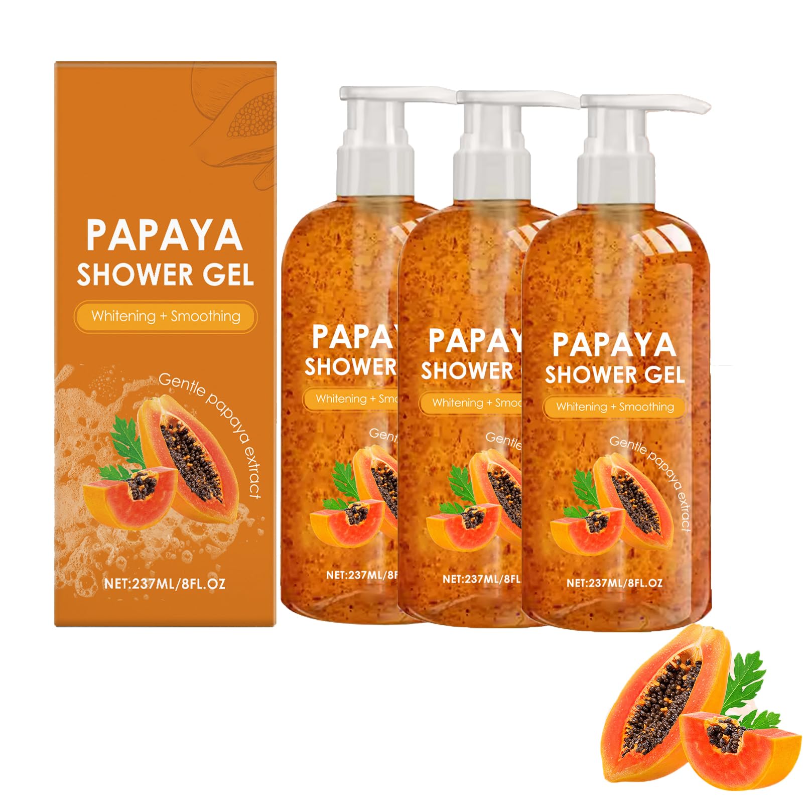 Naturalny żel pod prysznic z ekstraktami roślinnymi do nawilżenia, lekki nawilżający środek do mycia ciała, delikatne oczyszczanie i odświeżający zapach, tworzy jedwabistą pianę (3 sztuki)
