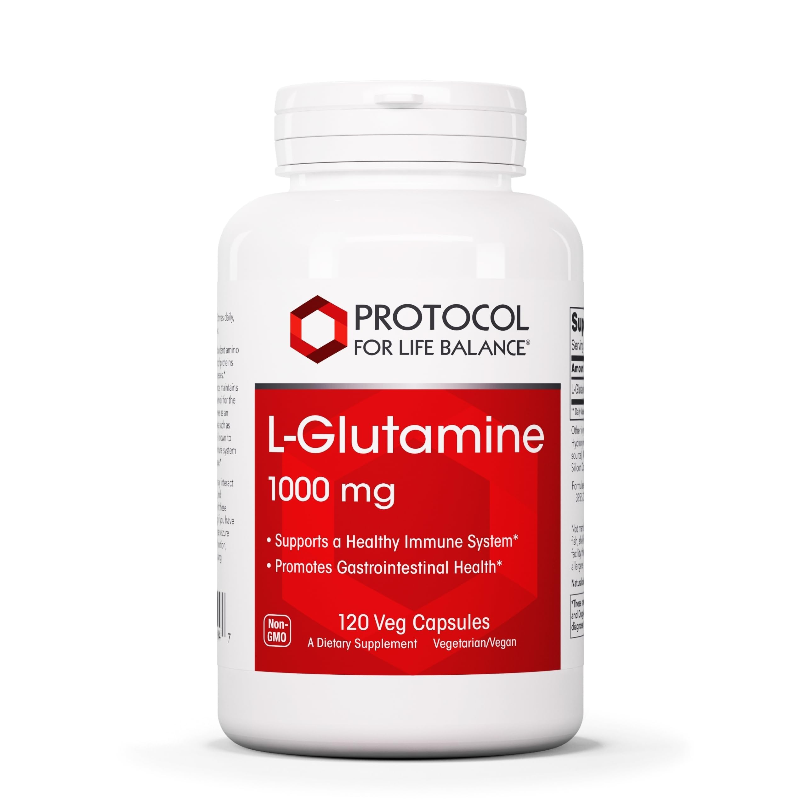 PROTOCOL FOR LIFE BALANCE L-Glutamine 1,000mg, Gut Health*, 120 Veg Caps