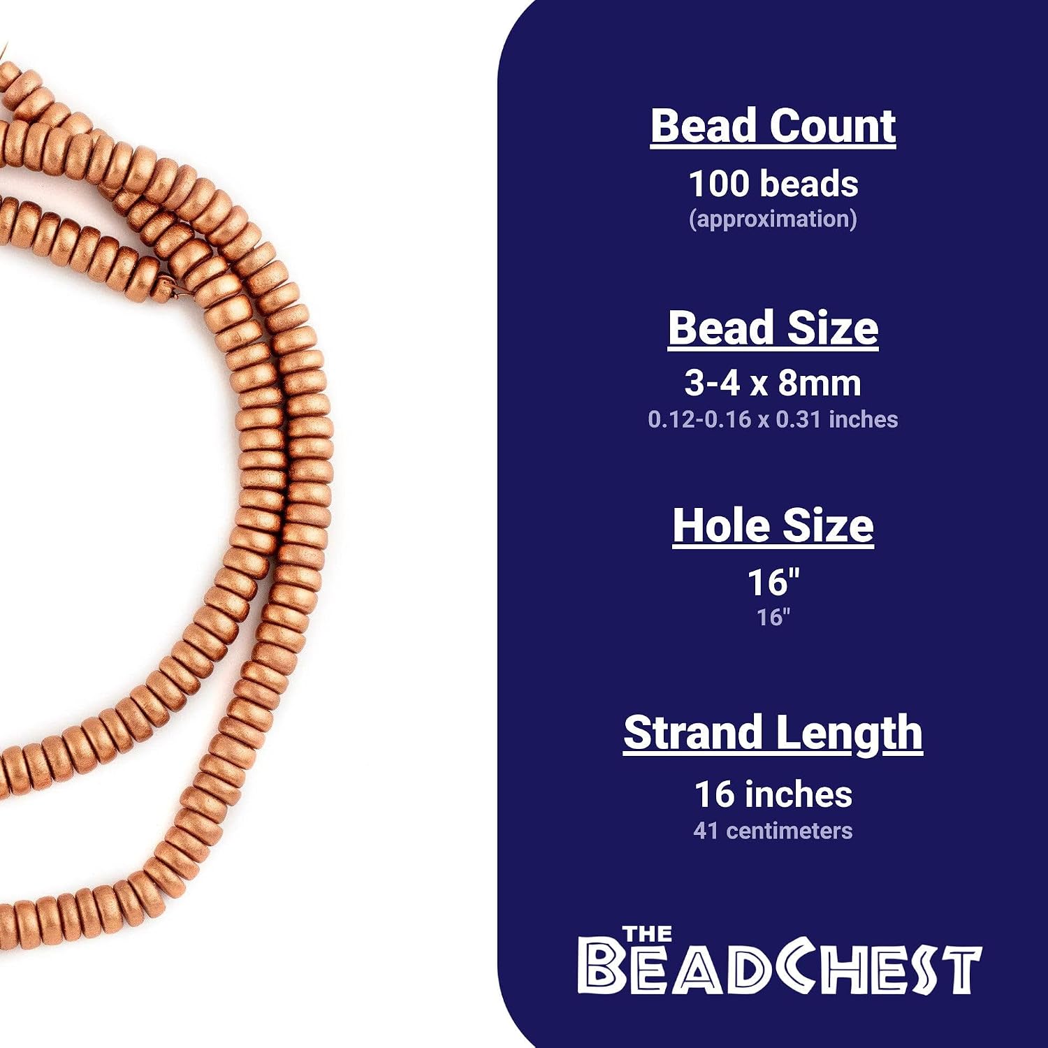 The Bead Chest Copper Disk Natural Wood Beads (4x8mm): Organic Eco-Friendly Wooden Bead Strand for DIY Jewelry, Crafts, Necklace and Bracelet Making