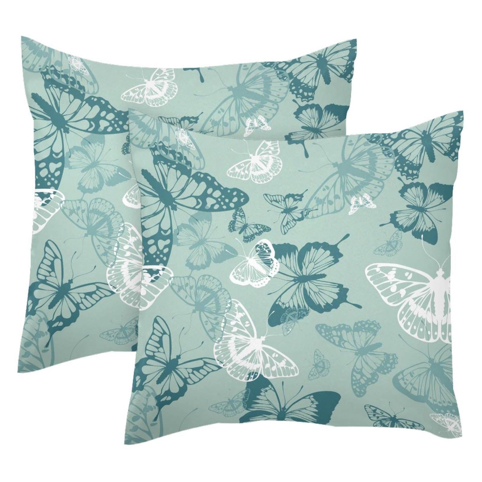 Housse de coussin en velours 50x50 cm lot de 2 avec motifs papillons élégants