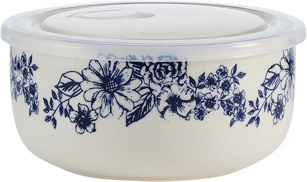 Pfaltzgraff Gabriela Blue Floral Set of 2 Storage Bowls, 6-inch with Lid