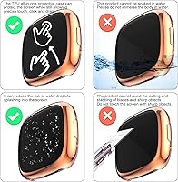 Vista 5 de Rc-Z Fitbit Sense 2/Versa 4 4 fundas protectoras de pantalla, material de TPU antiarañazos, protege los 4 lados
