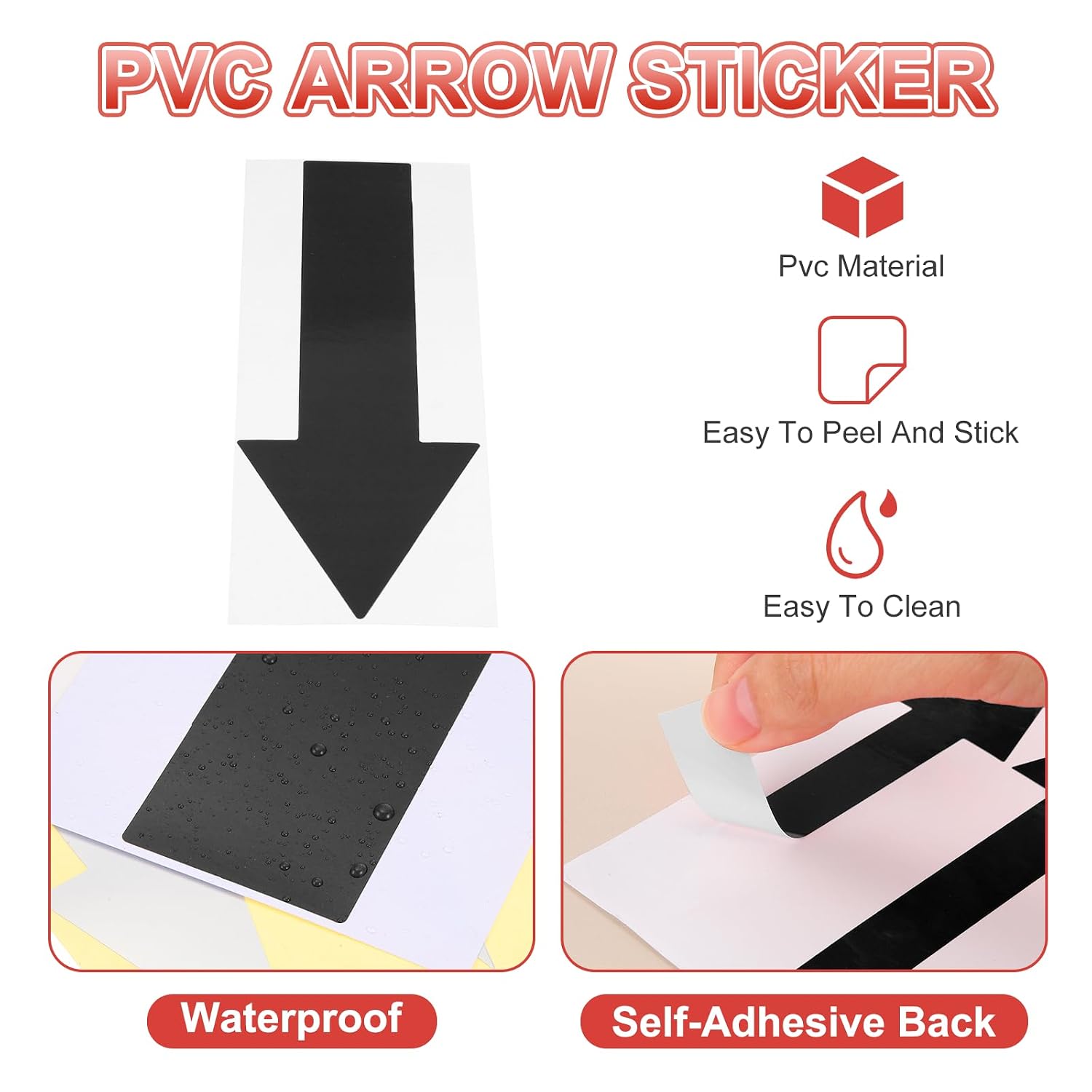 PATIKIL Arrow Sticker 12x4 Inch Black 8 Pcs PVC Self-Adhesive