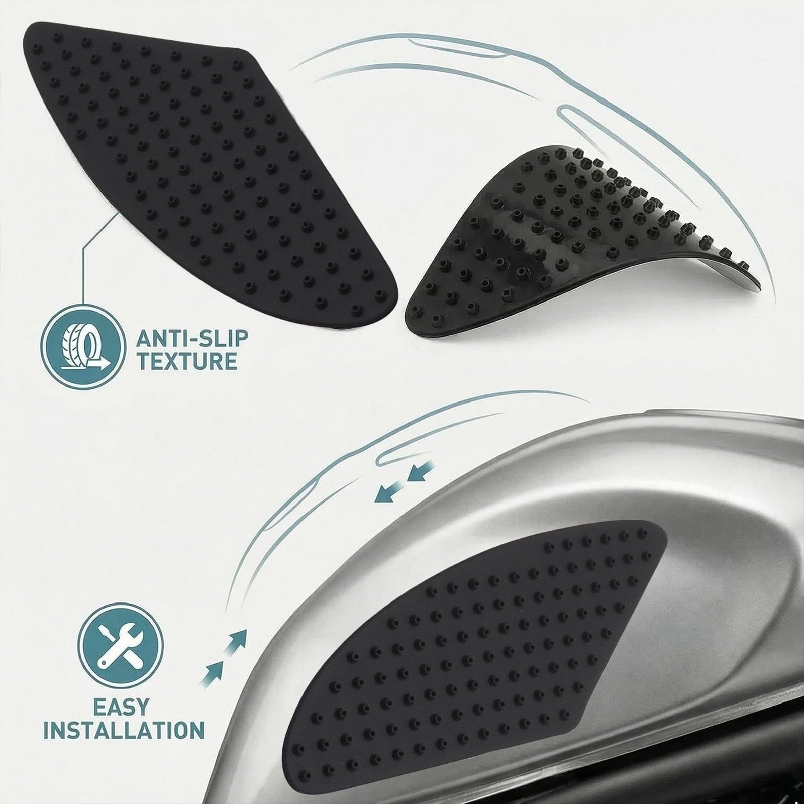 Tampon De Reservoir Moto Autocollant Antidérapant Pour Réservoir De Carburant De Mot Antidérapant Moto 3d Protection Latérale De Réservoir Protection en Caoutchouc Durable Pour Genou