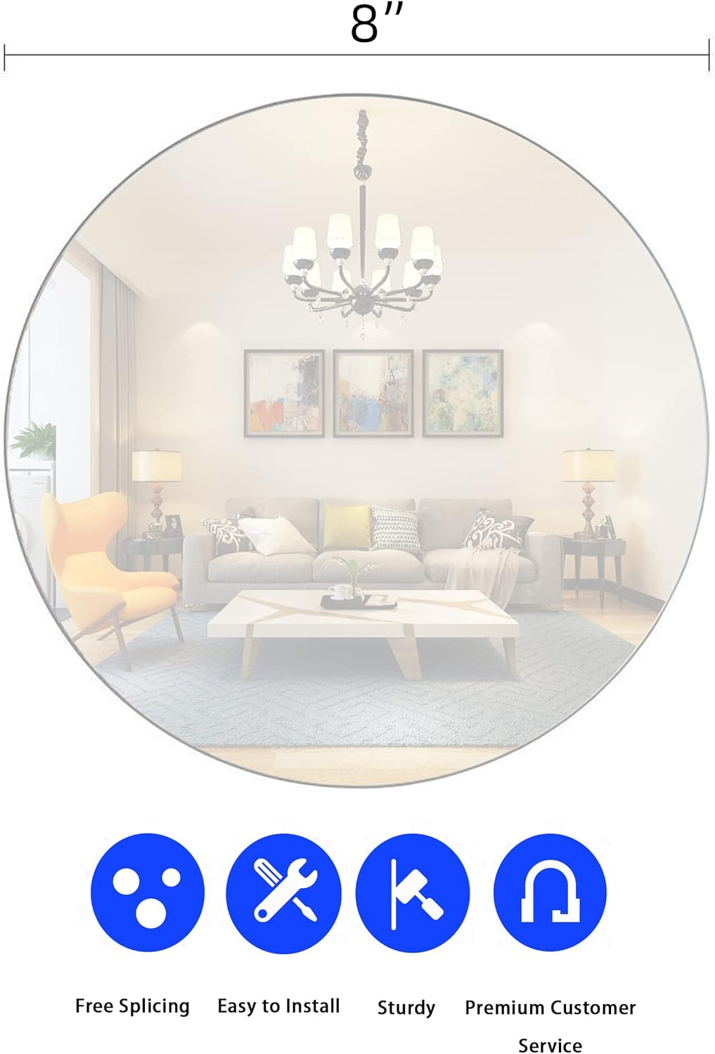 12Pcs Round Mirror Wedding Table Centerpiece, Candle Tray for Wedding Reception Decorations, Round Circle Tray for Party, Christmas Decorations Centerpieces, Glass Candles Plates, 8"