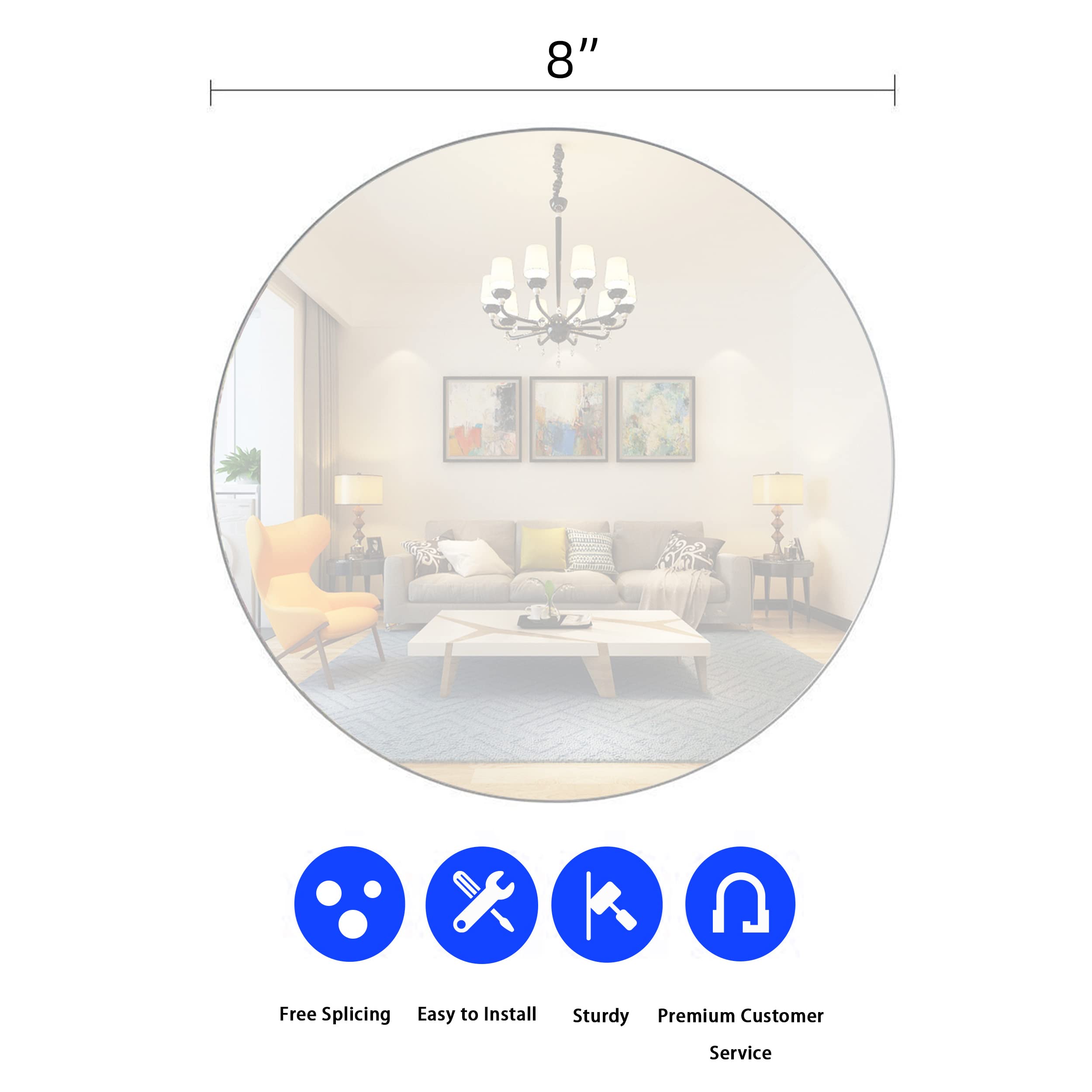 FOLUVUR 12Pcs Round Mirror Wedding Table Centerpiece, Candle Tray for Wedding Reception Decorations, Round Circle Tray for Party, Christmas Decorations Centerpieces, Glass Candles Plates, 8