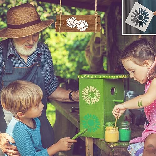 Miniatura 5 de 25 plantillas de pintura de flores, plantillas de margaritas reutilizables, plantillas de dibujo de plástico, tarjetas de decoración del hogar,