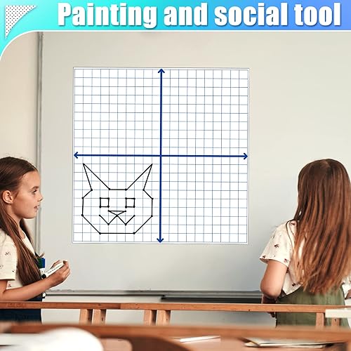 Miniatura 7 de Teling 8 piezas de cuadrícula magnética XY de borrado en seco a coordenadas de 26 x 26 pulgadas, gráfico magnético para pizarra blanca, pizarra de