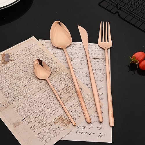 Miniatura 2 de JASHII Modern - Juego de cubiertos de acero inoxidable 1810 de 24 piezas, para 6, cubiertos de acero inoxidable 1810, juego de cucharas y tenedores