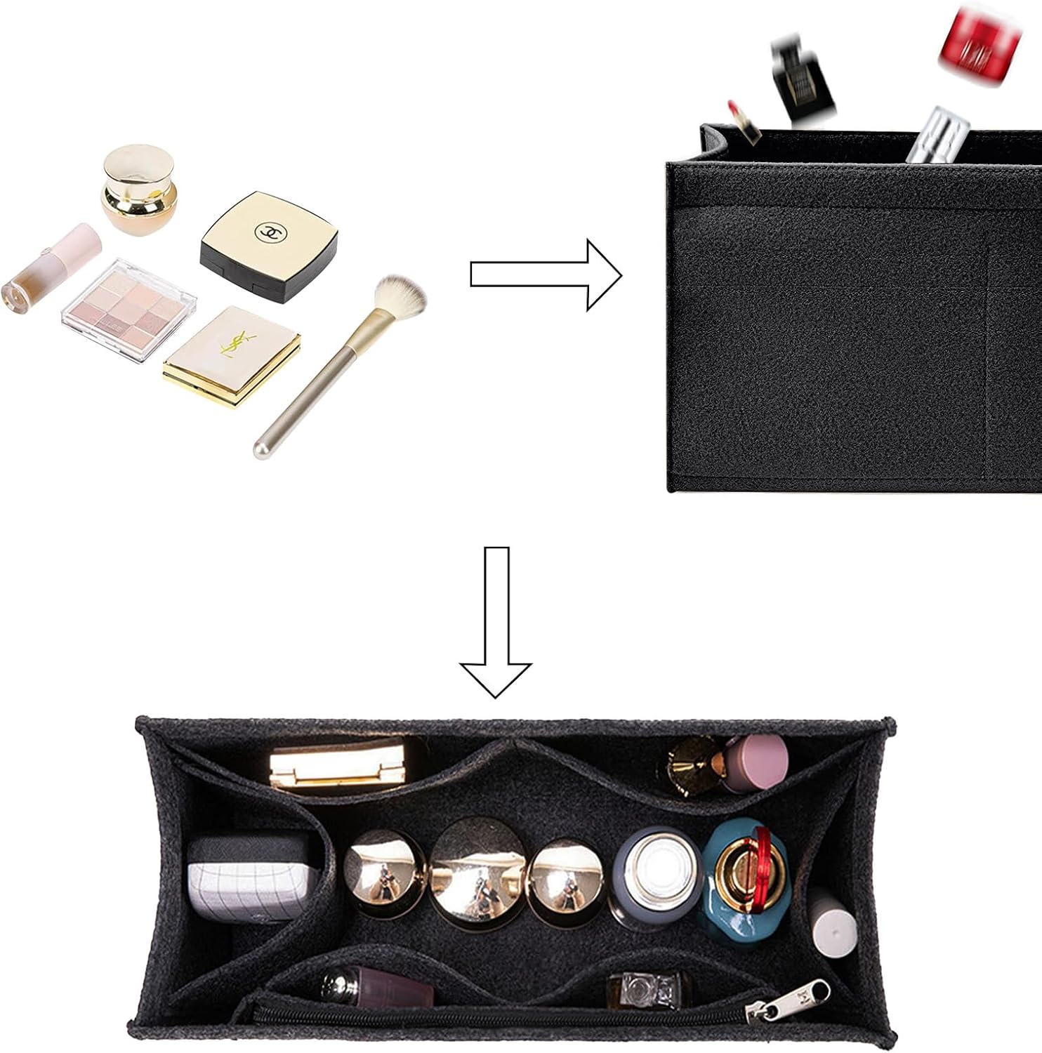 Lckaey tote bag insert for medium tote bag insert organizer Y065black-M image 5