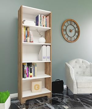 Nur Mobilya September 5 Shelves Library Atlantic Pine White