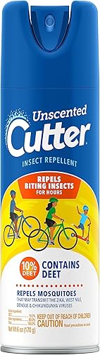 Cutter repelente de insectos sin aroma 10 por ciento DEET, 6 onzas de aerosol., paquete de 1, Transparente