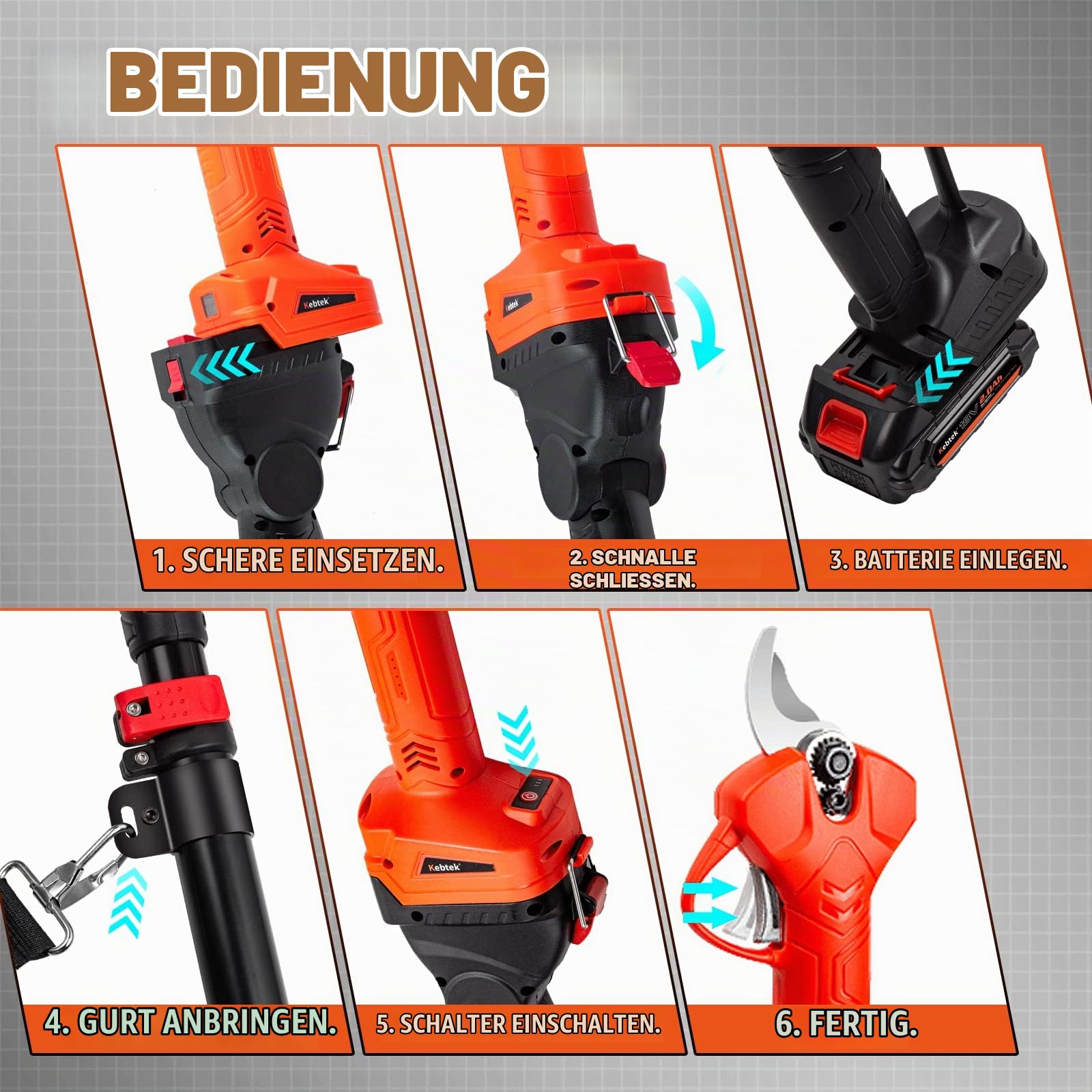 Verlängerungsstange kompatibel mit Kebtek 32mm Elektroschere, Baumschere ausziehbar, Long Reach Schere mit 6ft Länge, keine Schere enthalten - B05503M(B05503M-Pole)