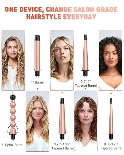 Vista 17 de BESTOPE PRO - Juego de varita rizadora de barril largo, juego de varita rizadora 6 en 1 con barril de cerámica para cabello largo/mediano, rizador
