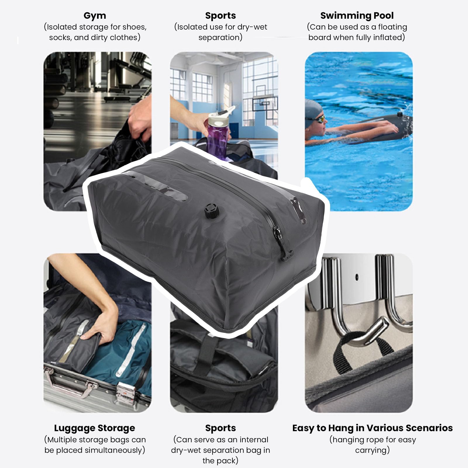 Bolsa de vacío para viajes Bolsa de compresión reutilizable a prueba de agua de nailon 70D para ropa Ropa de cama Mantas Organización del armario del hogar Bolsa de (21 litros)