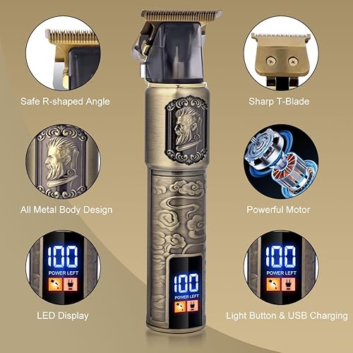 Miniatura 2 de Hatteker Afeitadora de papel de aluminio, kit de afeitadora de cabeza, recortadora de barba para hombres, kit de afeitado de aseo para hombres,