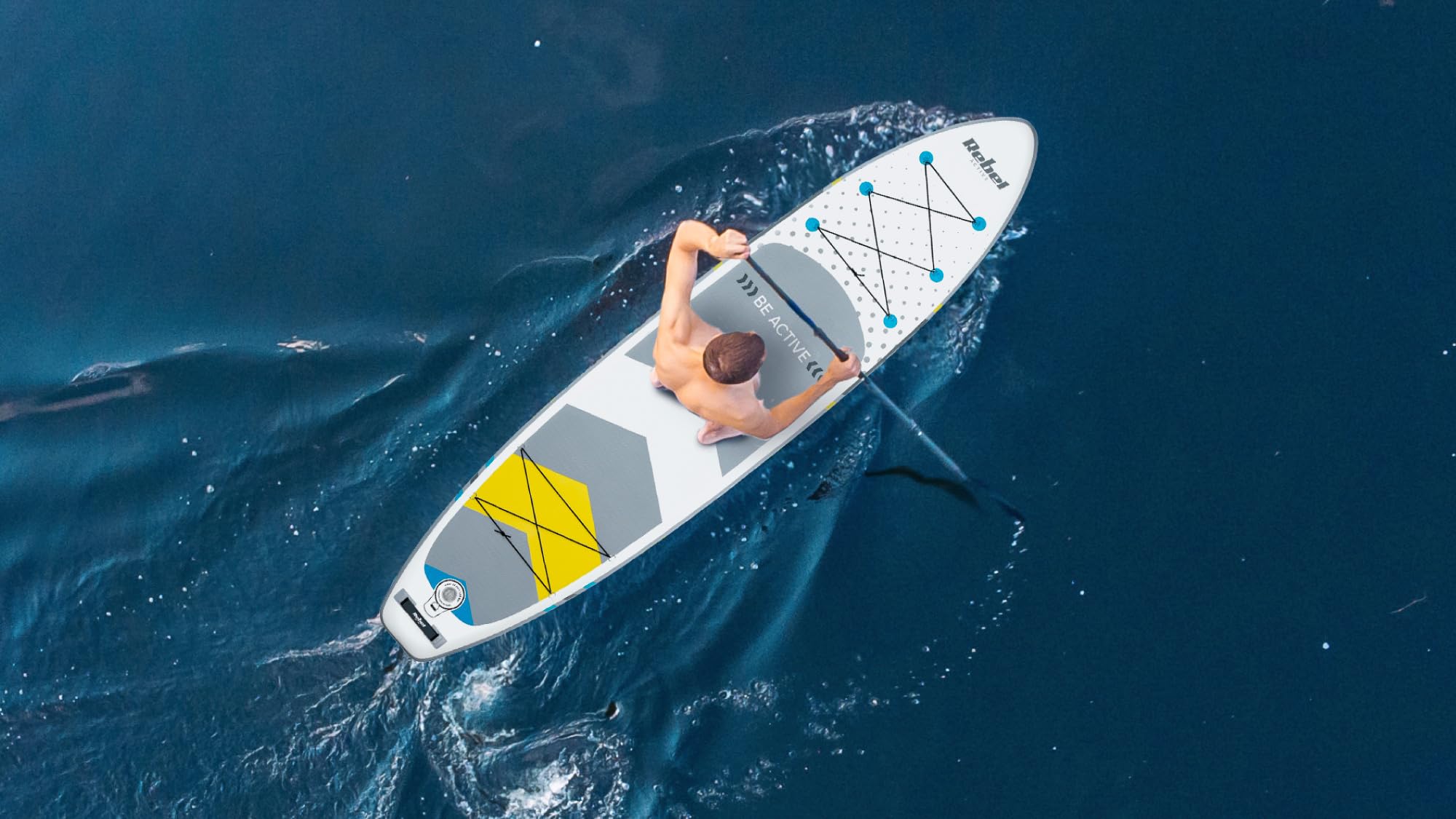 Rebel Electro Deska SUP Pompowana do Pływania Drop-Stitch 350 cm Zestaw Wiosło Pompka Plecak RBA-4500-WH