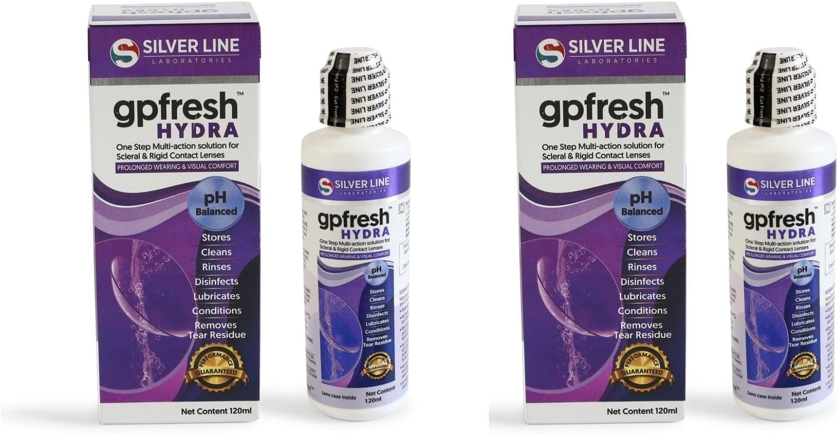 GP Fresh Hydra One step multi-action lenses solution for eyes, Ideal for Scleral & Rigid Contact Lenses, Multi-Purpose Lens solution (120 ML) - Pack of 2