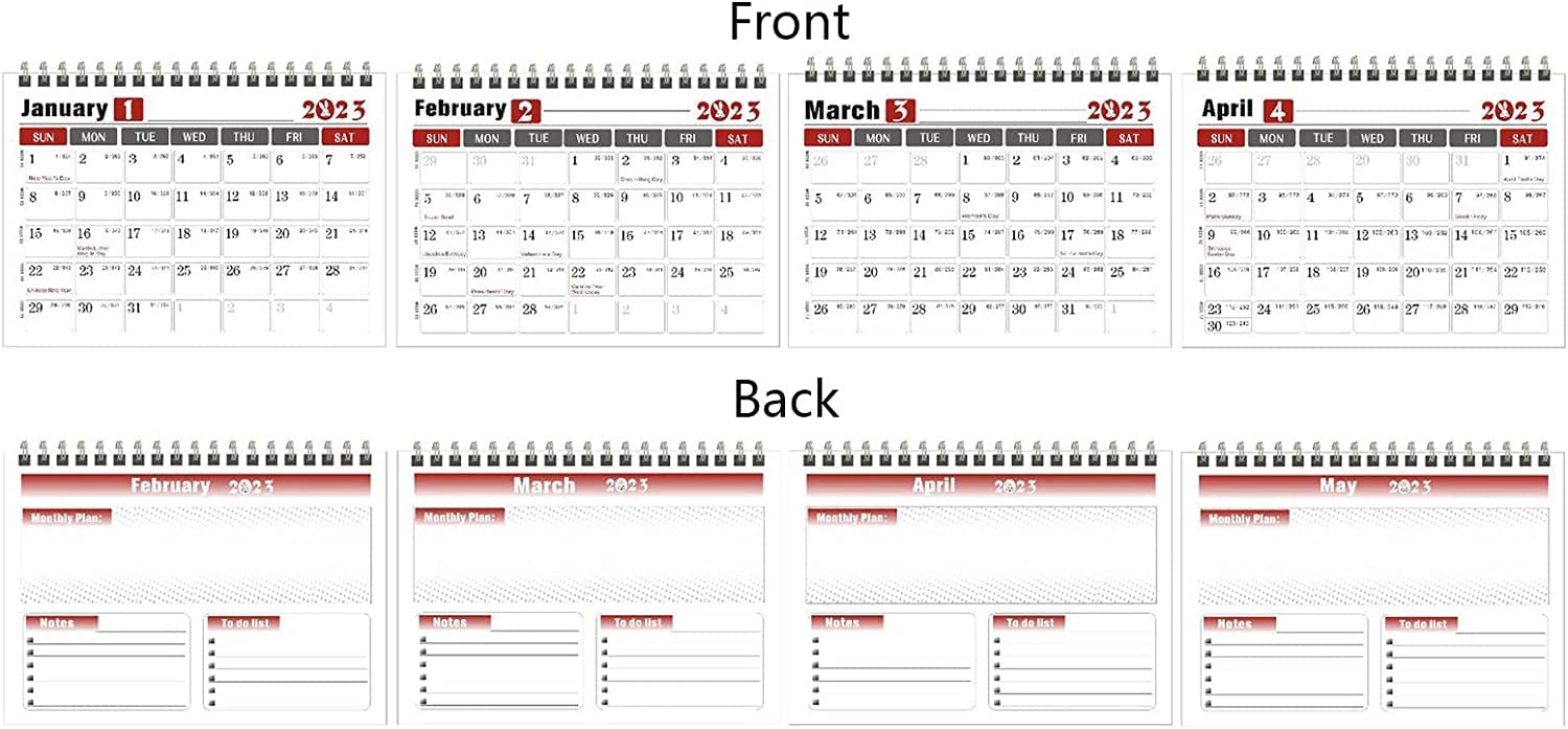 OLOTU Tischkalender Mini-Tischkalender 2023, Englischer Tischkalender für Zuhause, Büro, Schule, Stehkalender, Monatsplaner, Jan. 2023-Dez. 2023 Planer