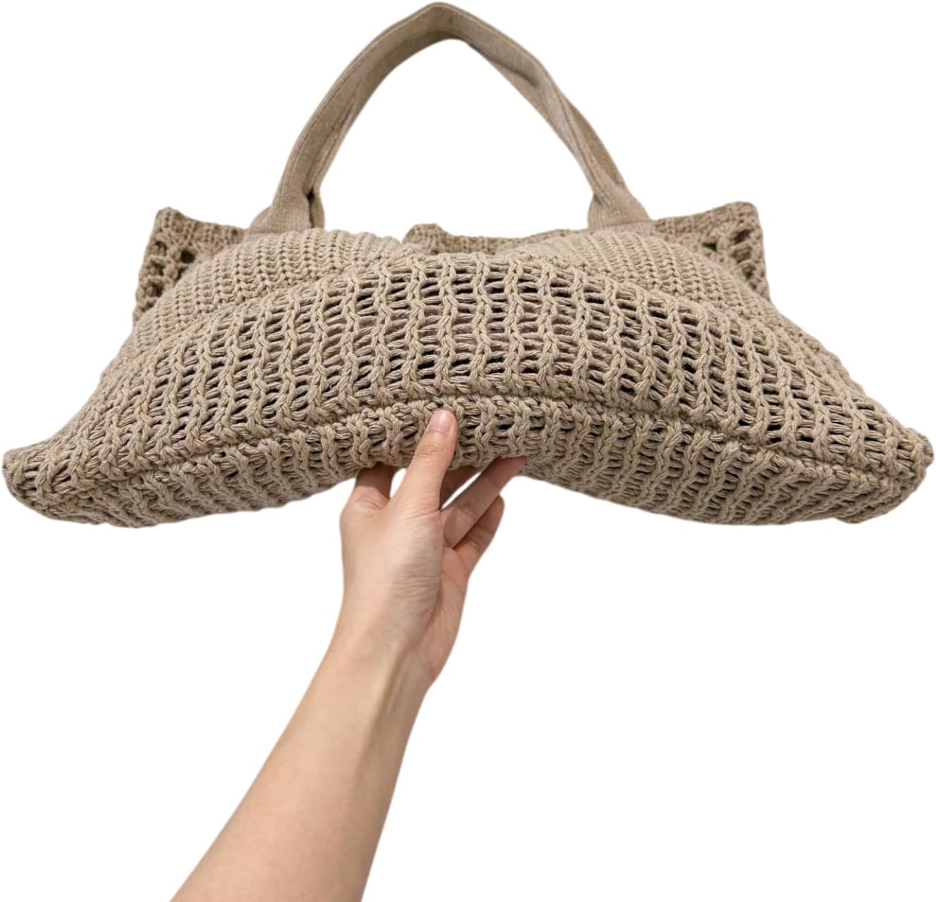ENBEI Women's Beach Tote Bag, Crochet Knit Hollow Design, Stylish Tote for Beach,Travel and Everyday Use Aesthetic Handbag