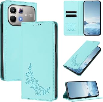 Compatible with Infinix Note 60 5G / Note 60 Pro 5G Flip Kickstand Magnetic Snap-Closure Card Slot Phone Case Mint
