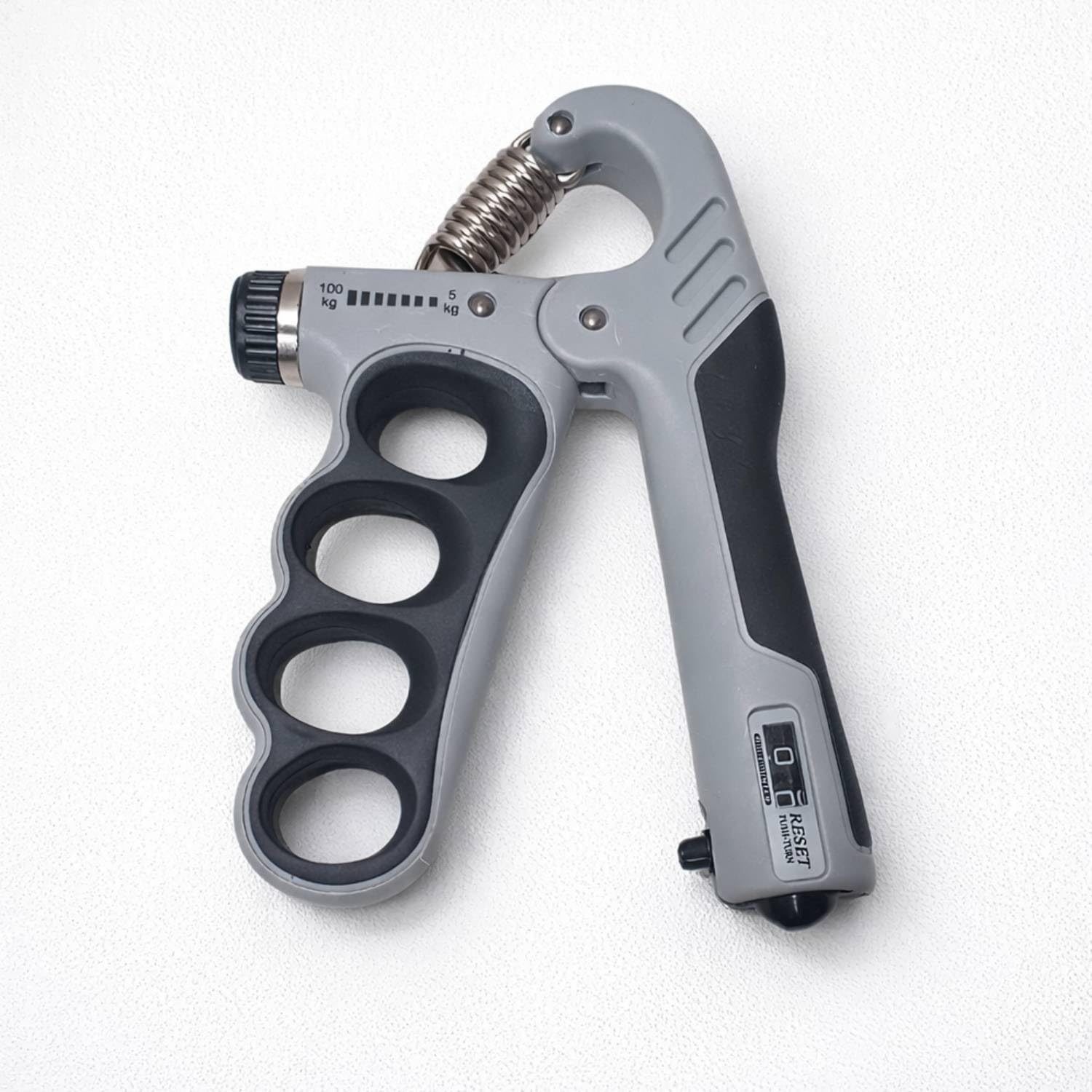 5KG To 100KG Weight Adjustable Hight Quality Hand Gripper for Men & Women |Hand Grip|Finger Exerciser|Power Gripper|Hand Exerciser Equipment|Hand Strengtheners with Counter 4 hole finger gripper (Grey)-image-20