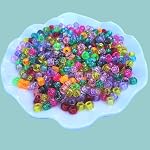 2000pcs 6x9mm Perles de poney glitter en vrac, en plastique lisse artisanat perles de graines de pony perles avec gros trou pour DIY Bijoux artisanaux Kandi faisant des tresses de cheveux