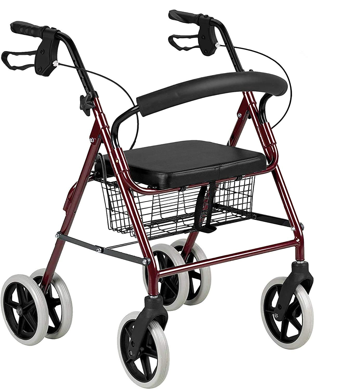 Deambulatore Leggero Da Passeggio Pieghevole 6 ruote Con Freni A Pressione Design Leggero Sicuro Con cestino Per Poter Trasportare I tuoi oggetti Fare La Spesa Altezza regolabile Rosso