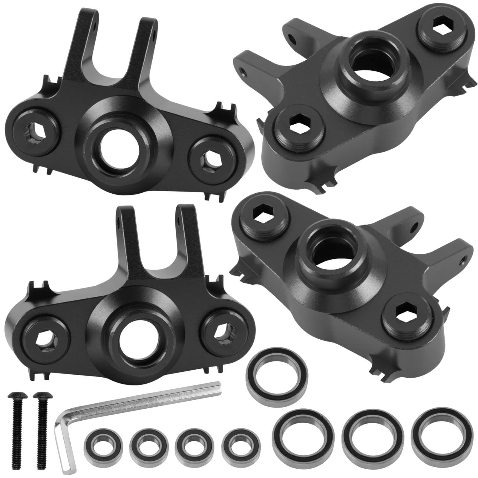 BRCatWPark RC Caster Block,Steering Blocks,Rear Stub Axle Carriers Upgrades Part for 1/10 E-MAXX T-Maxx E-Revo,Aluminum Steering Block Hops up,Black,