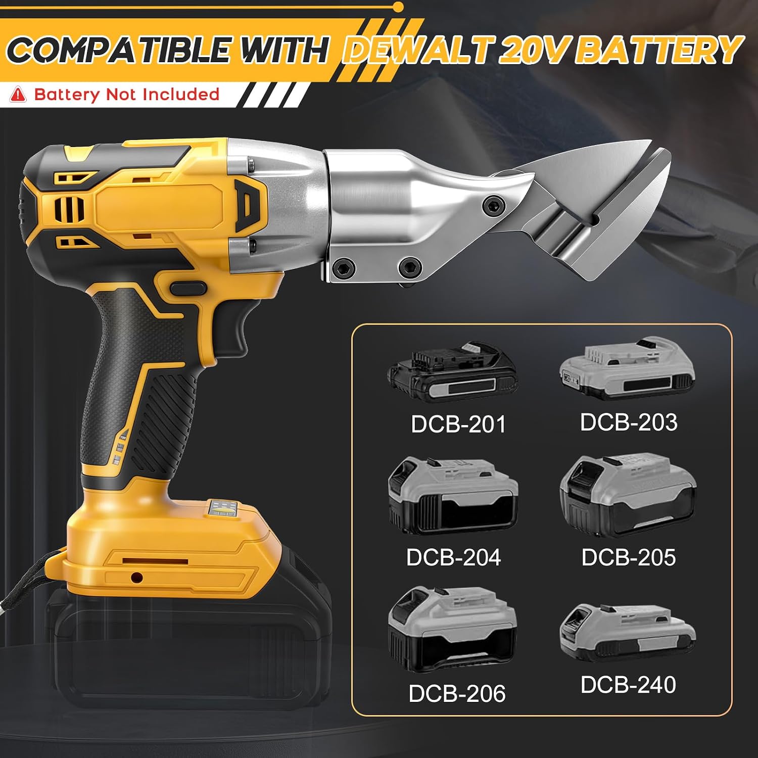 Cordless Sheet Metal Shear Compatible with Dewalt 20V Battery, Brushless Electric Metal Cutting Shears for Cutting Iron, 133 Ft-Lbs Torque, 360 Degree Pivoting Head (No Battery Included)